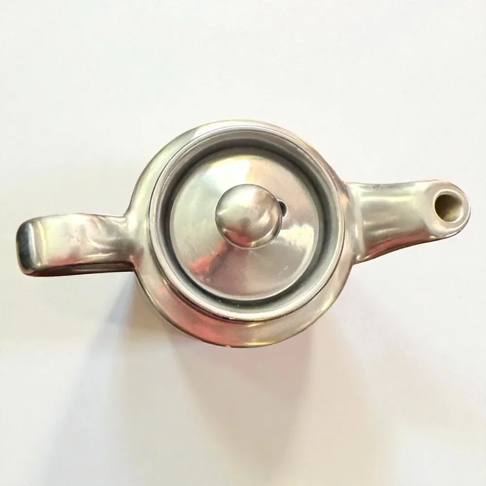 Vintage Hall China Washington 2 Cup Coffee Pot Silver Glow Nickel